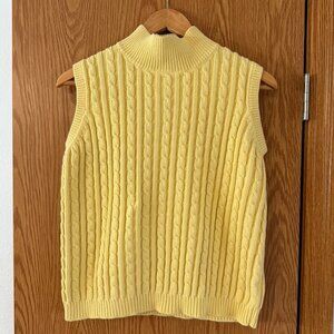 Vintage Cabin Creek Cable Knit Sweater Vest, Yellow, Large, Women's , Preppy